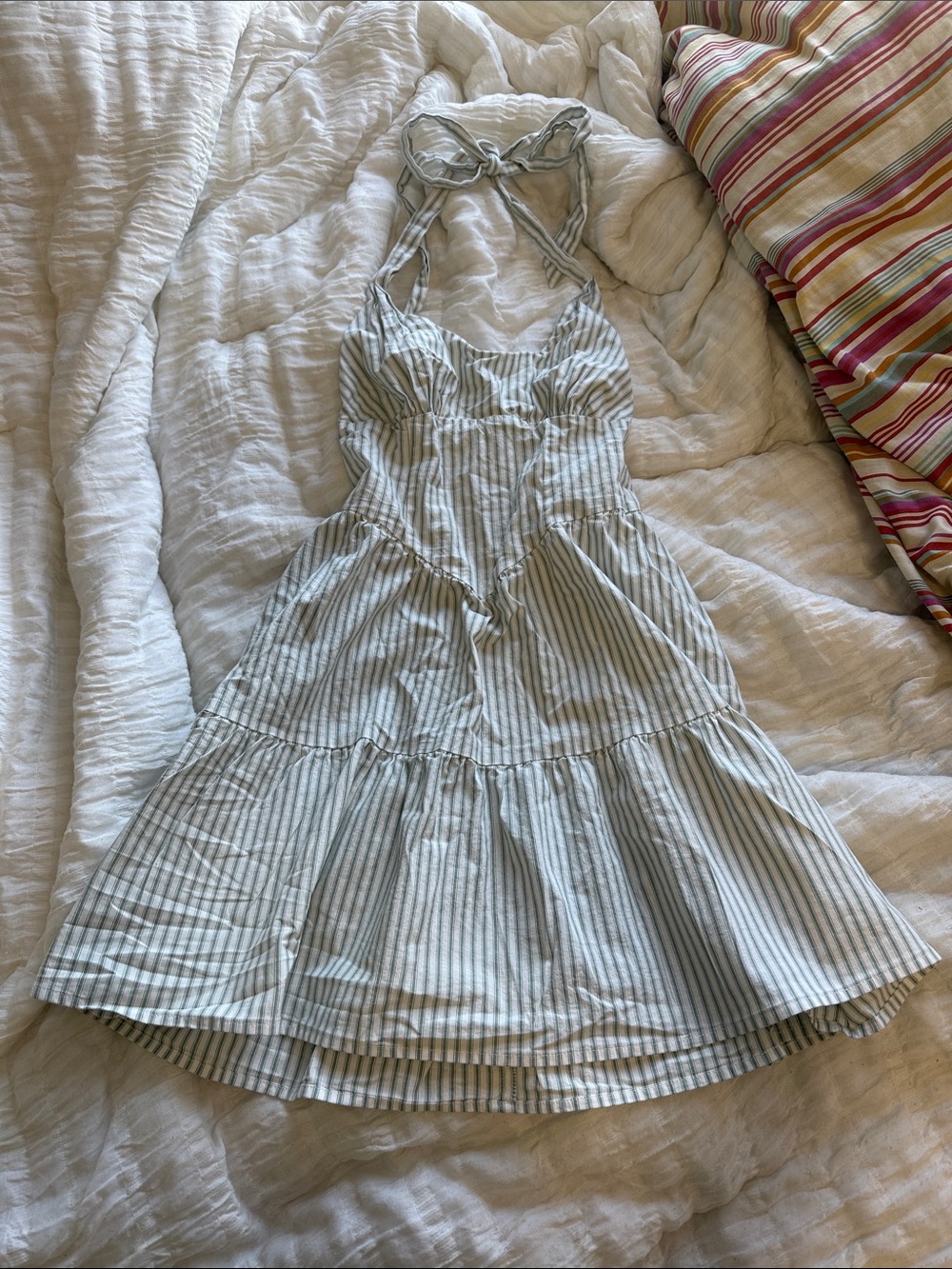 wild fable Blue and White Striped Backless Halter Sundress